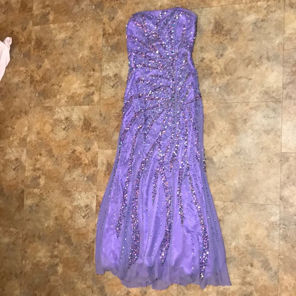 Strapless purple gown